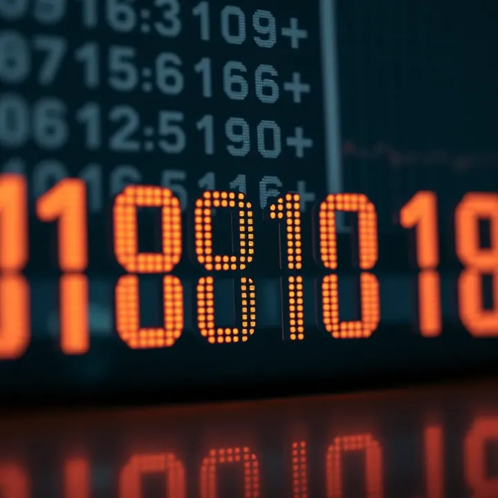 Visual representation of binary multiplication with binary digits aligned for calculation