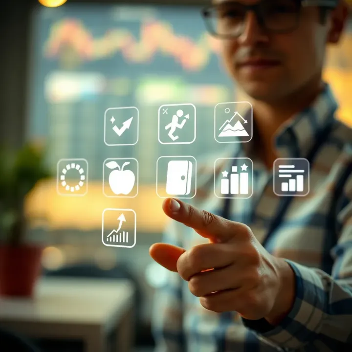 Accessibility and Features of Trading Apps for Indian Investors Illustration of a person choosing from various trading app icons symbolizing accessibility and low investment barriers