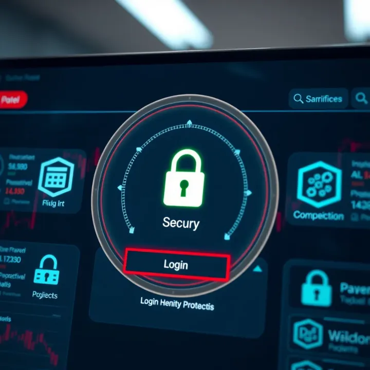 Secure login screen of a financial trading app with security icons indicating data protection