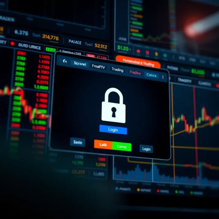 Secure login screen on a trading platform emphasizing data protection measures